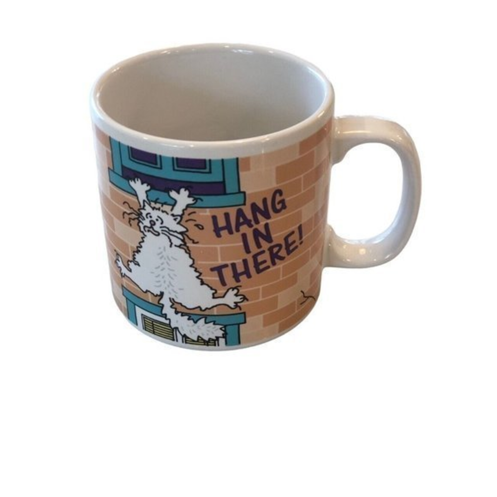Vintage 1990s‎ Russ Berrie Hang In There Cat Mug / Cup